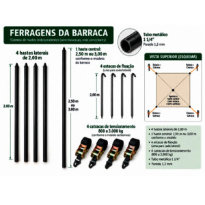 Área de Vivência NR31 – Barraca / Tenda Fixa 3 x 3 – Ferragens com Bolsa de Transporte
